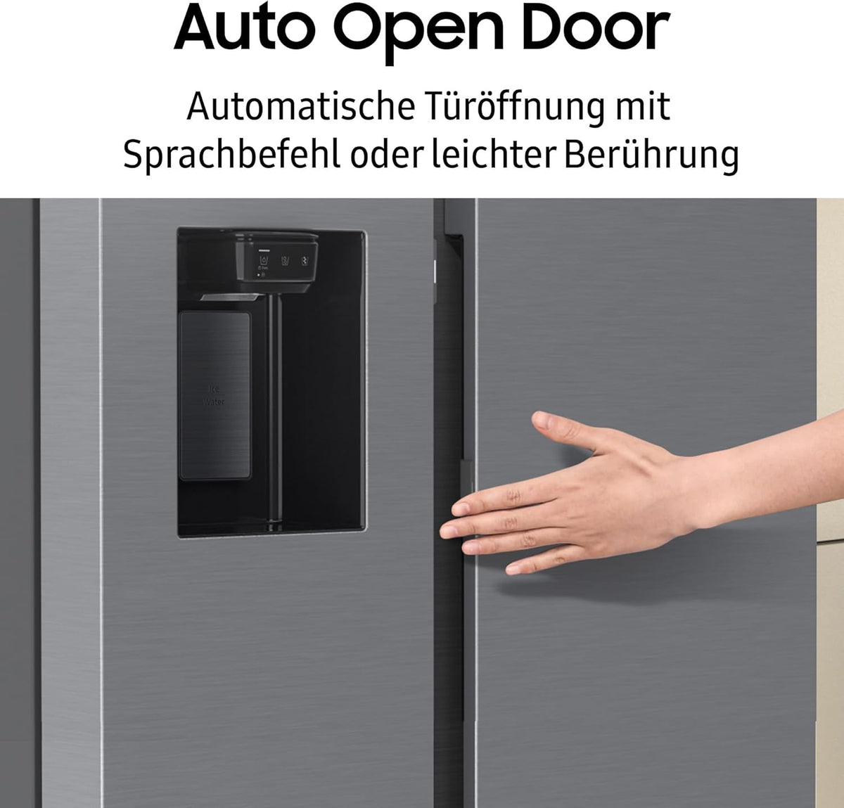 RS90F65EDTEF Side-by-Side Kühl-Gefrierkombination, AI Kühlschrank mit Gefrierfach, 178 cm, 621 l, Eis-/Wasserspender mit Wassertank, AI Home, Voice Control, Edelstahl Look