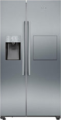 Siemens KA93GAIDP, iQ500, Amerikanischer Side-by-Side, 178,7 x 90,8 cm, 369 L Kühlen & 191 L Gefrieren, noFrost-Frischesystem, Eis- und Wasserspender mit Wasseranschluss, Barfach, Gebürsteter Stahl