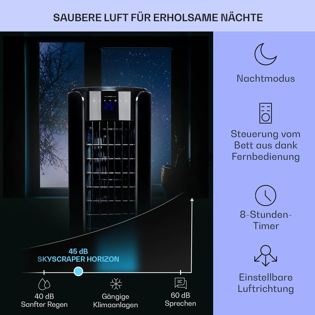 Klarstein Luftkühler mit Wasserkühlung, 4-in-1 Raumkühler, Luftbefeuchter, Ventilator & Nachtmodus, Mobile Klimageräte Luftkühler mit 3,5L Tank & Timer, 60W Air Cooler mit 486 m³/h Luftstrom