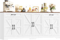 HOCSOK Sideboard, 180cm Breit Küchenschrank mit Arbeitsplatte, Sideboard Küche mit 6 Türen und 2 Schubladen, Anrichte Küchenbuffet Buffetschrank mit Verstellbare Regal für Wohnzimmer, 180×87×34 cm