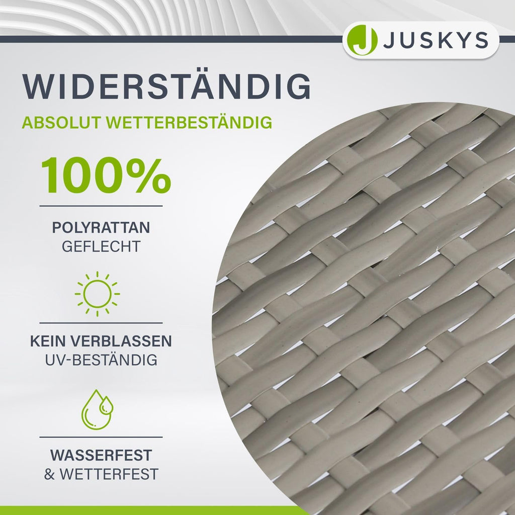 Juskys Polyrattan Gartenstühle Yoro 6er Set - mit Armlehnen & Rückenlehne 6 Stühle stapelbar - Rattan Stuhl Garten - Stapelstuhl Grau-meliert