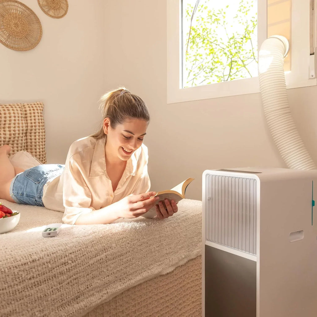 Cecotec Aire Acondicionado Portátil con Mando y Bomba de Calor ForceClima 9450 Style Heating, 9000 BTU, Táctil, Pantalla LED, 5 Modos, 2 Velocidades, Deshumidificador, Temporizador, 16 m², White