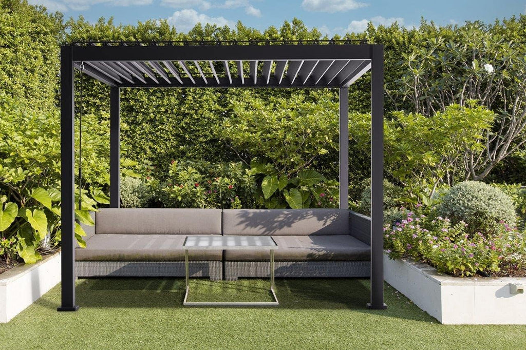 Mirador Basic Pavillon 3 x 3 m Wasserdicht - Pergola mit Lamellendach - Aluminium/Stahl Terrassenüberdachung - Schwarz - 88MM