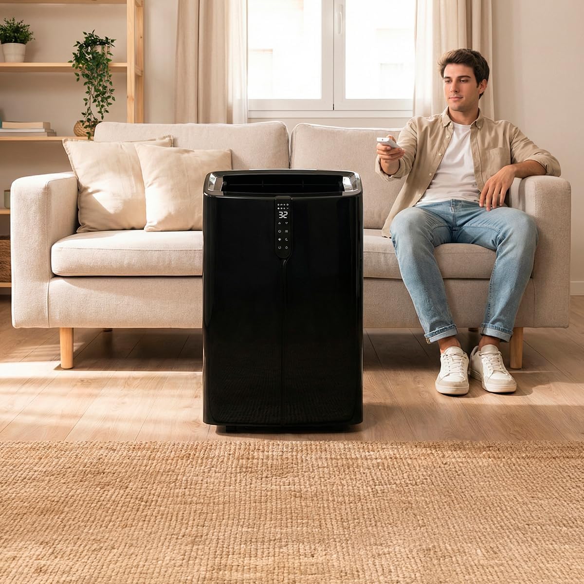 Cecotec Mobile Klimageräte ForceClima 12600 Nux Heating Connected. 12000 BTU, Heizfunktion, WLAN, 5 Modi, 3 Stufen, bis 30 m², Entfeuchter 28 L/Tag, LED-Display, Timer, R290, Energieklasse A