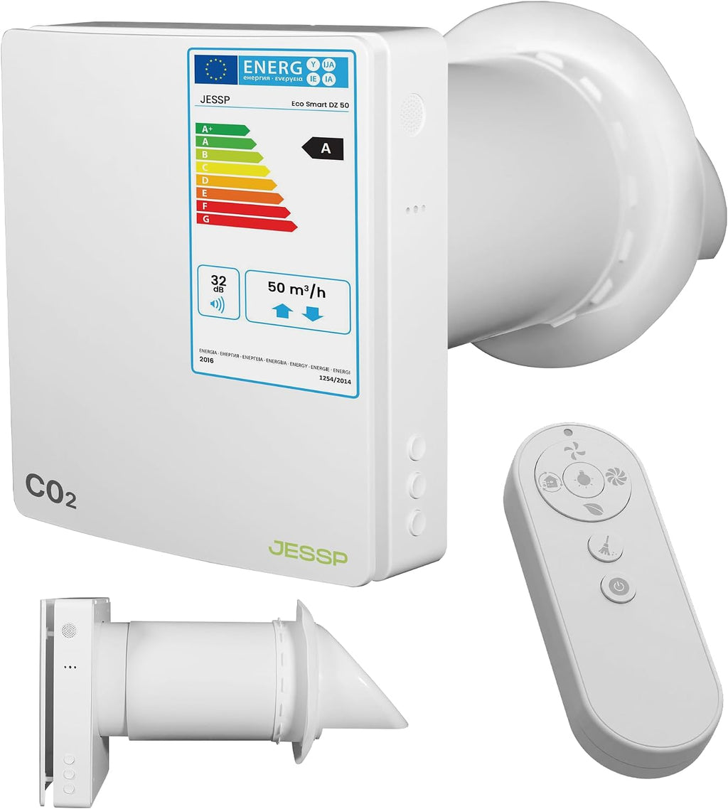 Eco Smart DZWR – Lüfter mit CO₂-Steuerung - Dezentrale Wohnraumlüftung mit Wärmerückgewinnung – F7 Filter & 97% Wärmerückgewinnung – Lüftungssystem 160 mm – 60 m³/h – WLAN & App