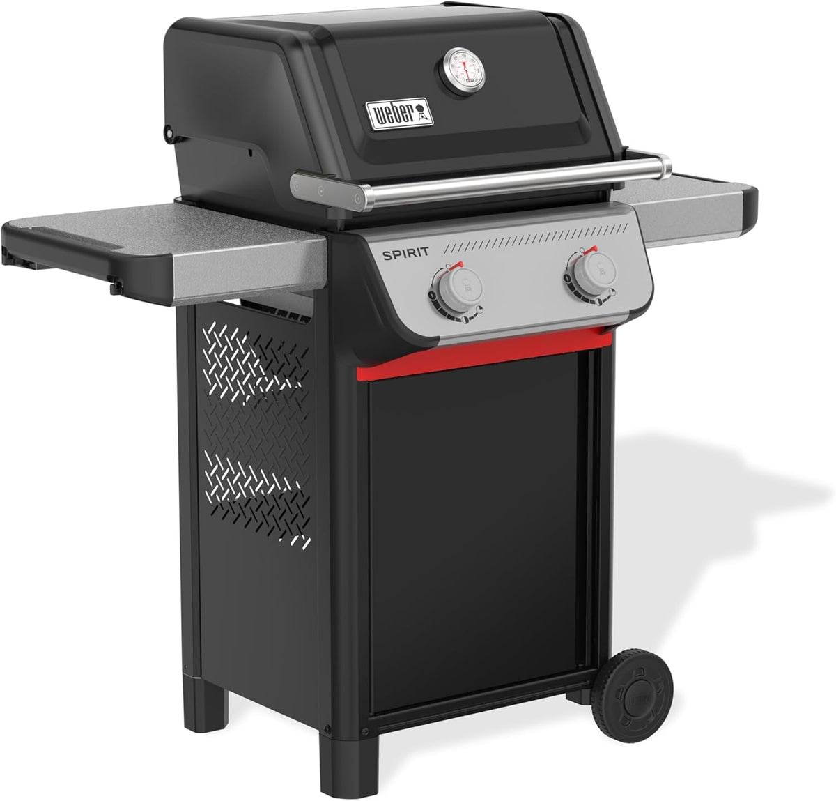 Weber Spirit E-210 Gasgrill, 2 Brenner, Grillfläche 51 x 46 cm, Thermometer im Deckel, 2 Räder, Schwarz/Silber (1500838)