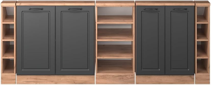 Vicco Dachschrägenschrank-Set Rion, Anthrazit Landhaus/Goldkraft Eiche, 5er Set