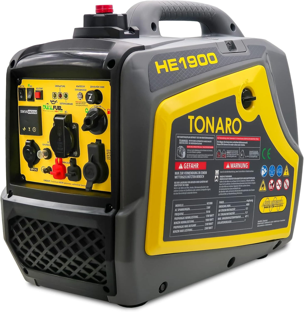 Stromgenerator Dual Fuel Inverter - mobiler 2300 Watt Stromerzeuger Benzin LPG Gas Generator - 4 Takt Notstromaggregat mit AVR-System - Leise Leicht Kompakt - Parallelbetrieb möglich