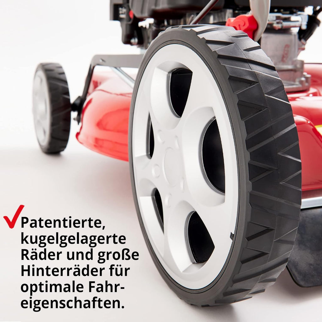 HECHT Benzin Mulchrasenmäher – Benzinrasenmäher mit Mulchfunktion und Seitenauswurf – 51 cm Schnittbreite – HECHT 4 Takt Motor – ohne Fangkorb – Mulchen mit dem Rasenmäher Profi