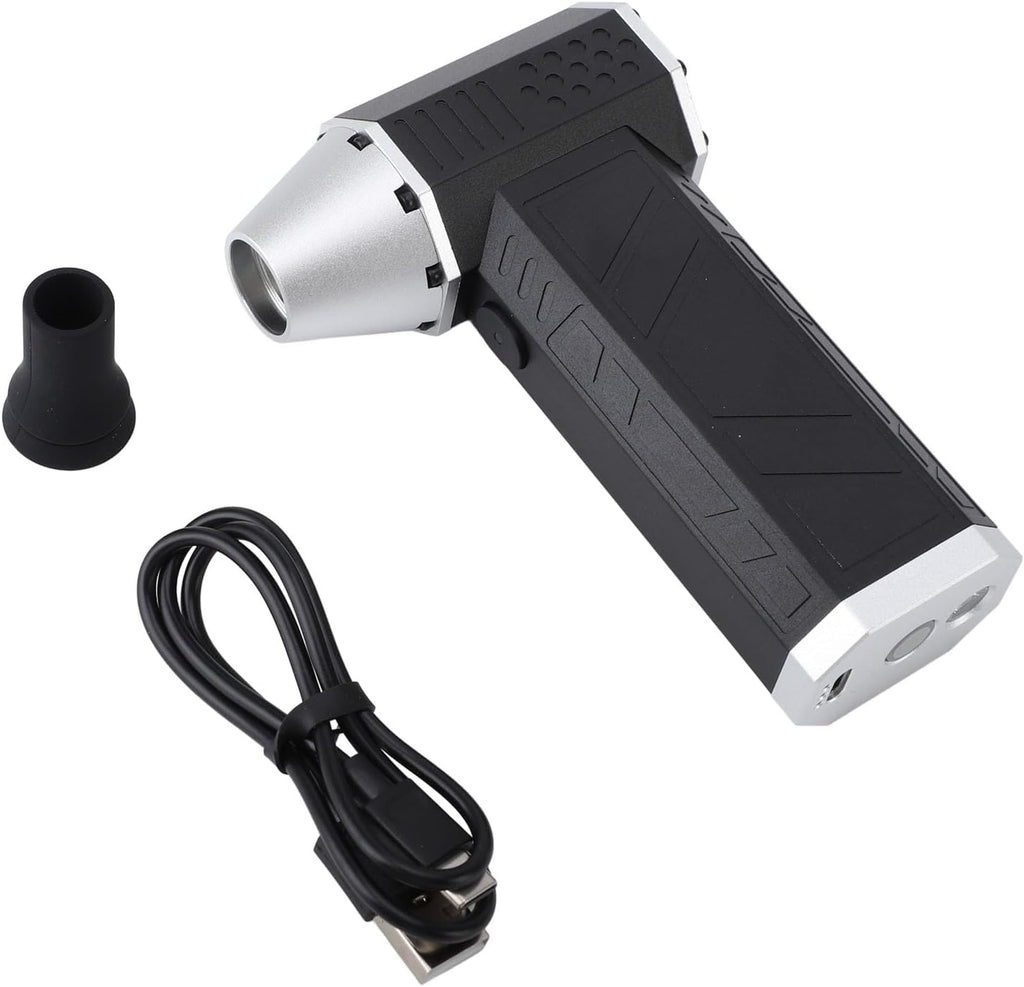Mini-Jet-Ventilator, Bürstenloser Motor, Elektrischer Luftzerstäuber, Hohe Geschwindigkeit, für Reisen und Camping, Tragbar, Leicht (Schwarzes Silber)