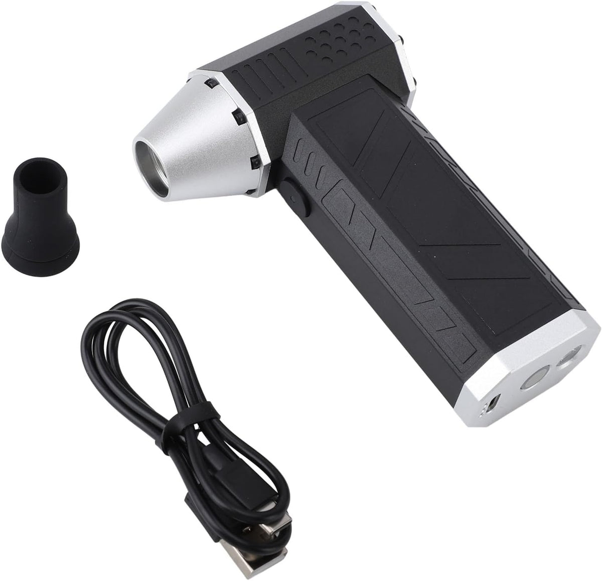 Mini-Jet-Ventilator, Bürstenloser Motor, Elektrischer Luftzerstäuber, Hohe Geschwindigkeit, für Reisen und Camping, Tragbar, Leicht (Schwarzes Silber)