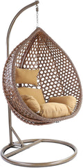 Luxus Hängesessel Style XXL Korb Gestell Braun mit Relaxkissen Braun
