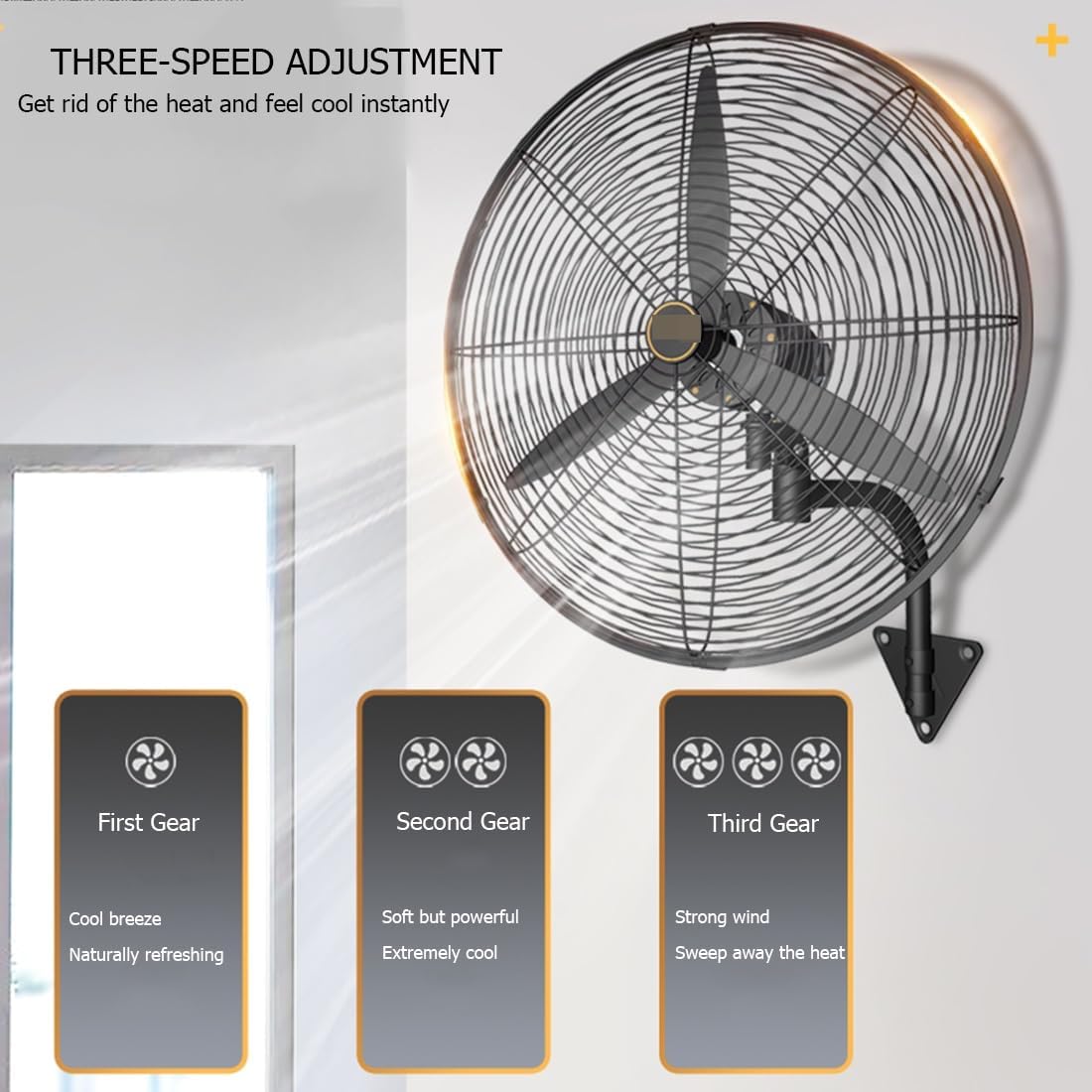 Oszillierender, Robuster Wandventilator Mit Verstellbarer Neigung, Leiser Eckventilator Für Werkstatt, Garage, Terrasse, Gewerbe Und Industrie – Einfarbig – 650 Mm, Einfarbig – 650 Mm, Einfarbig – 75