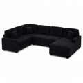 Ecksofa 5-Sitzer Cord Schwarz