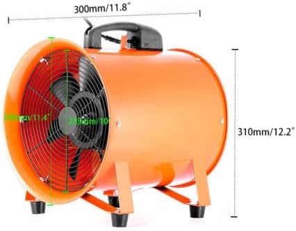 Tragbarer Industrieventilator Axialgebläse Baugebläse Lüfter mit 10m Schlauch,für Fabriken, Kellergeschosse, Werften, Bauernhöfe, Getreidelager, Chemie, Pharmazie, Tunnel