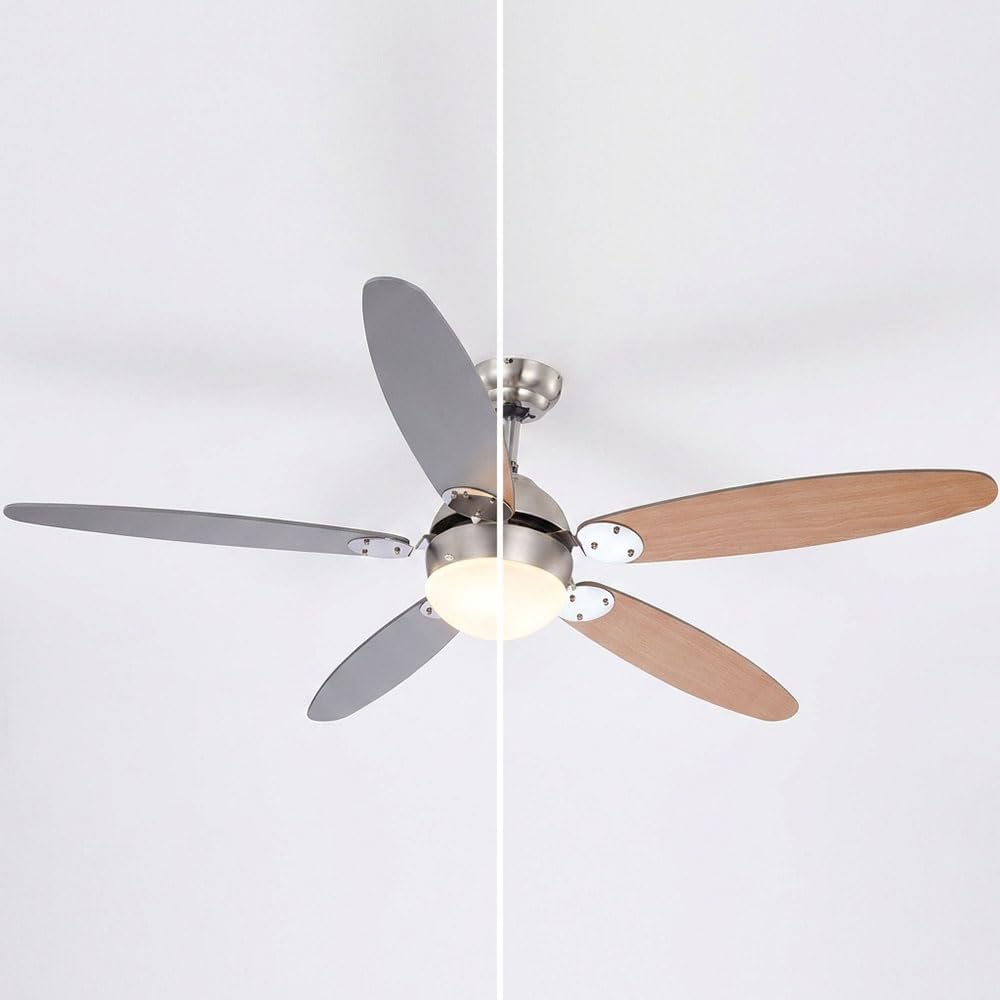 LED Deckenventilator Ventilator Wohnzimmer Rechts-/Linkslauf Metall D 132 cm