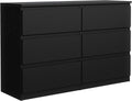 meble masztalerz Kommode 120 cm Breit - Modernes Sideboard - Schrank mit 6 Schubladen - Schubladenschrank - Kommodenschrank für Wohnzimmer, Flur, Schlafzimmer - Schwarz 120x78,5x39 cm
