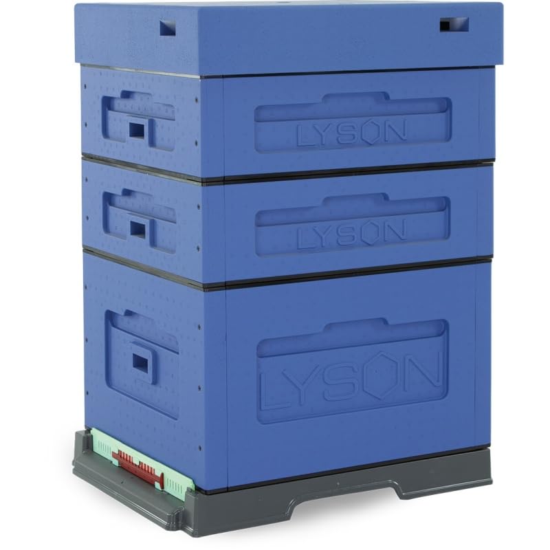 LYSON Bienenbeute Styropor Dadantbeute Dadant Beute OPTIMA Bienenstock-Set mit niedrigem Varroa-Kunststoffboden (DUNKELBLAU) für die Selbstmontage (Passende Rahmen:47×43,5x30cm;47×43,5x14,5cm)