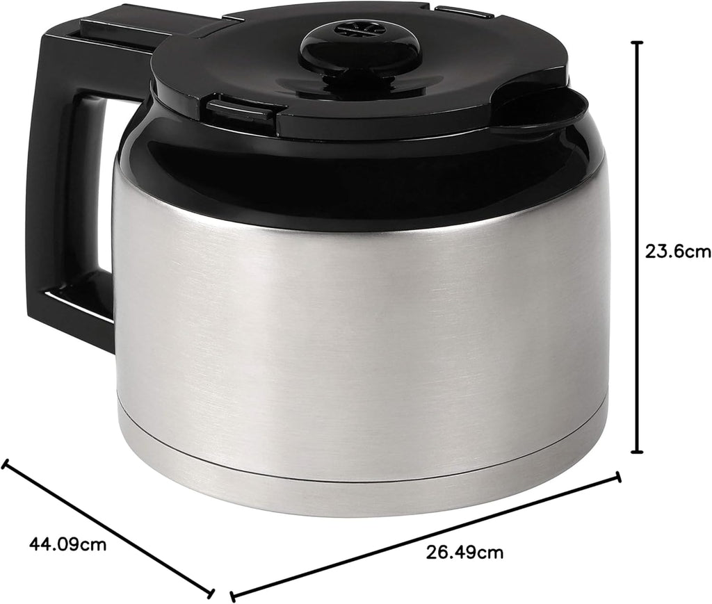 Melitta AromaFresh - Filterkaffeemaschine - mit Glaskanne - integriertes Mahlwerk - Timer Funktion - 10 Tassen - Pure Black