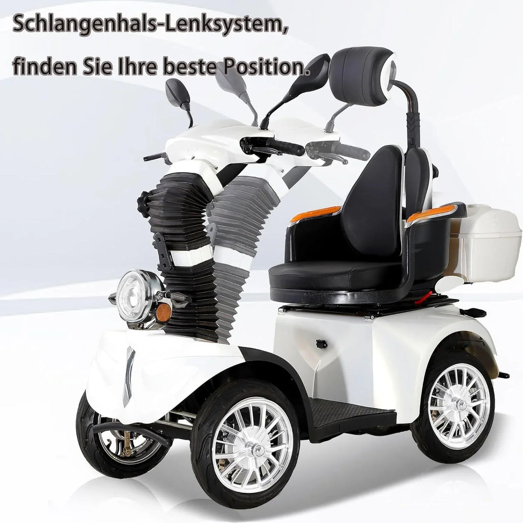 2025 Scooter de movilidad ZVGREEN de 4 ruedas – modelo para personas mayores con asiento tipo capitán – hasta 15 km/h – gran espacio de almacenamiento – asiento giratorio – freno electromagnético