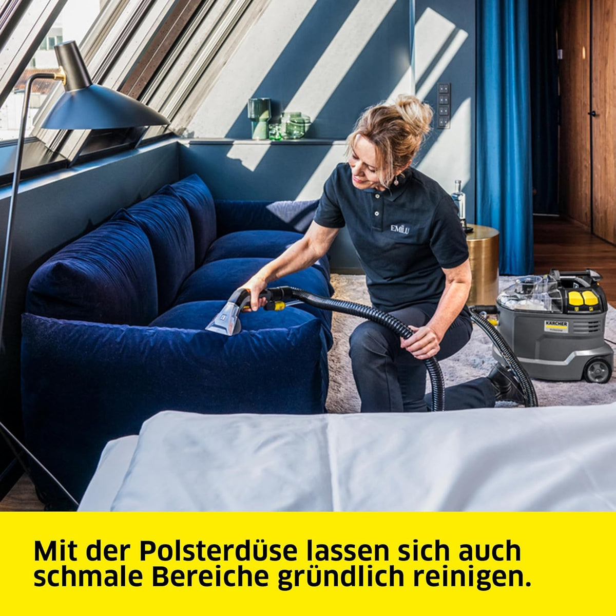 Kärcher Waschsauger Puzzi 8/1, leistungsstark, für die Reinigung von Polstern, Fleckentfernung auf textilen Flächen, inkl. ergonomischer, kurzer Polsterdüse, Schwarz