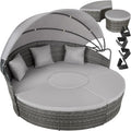 tectake® Lounge Muschel Sonneninsel Outdoor wetterfest, Gartenmuschel, Sonnenliege 2 Personen und mehr, multifunktionales Terrasse oder Balkon Möbel, Gartenliege wetterfest - grau