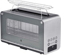 WMF Lono Toaster Glas mit Brtchenaufsatz, 2 Scheiben, XXL, motorisierte Toastaufnahme, Aufwrm-Funktion, 7 Brunungsstufen, Toaster edelstahl matt