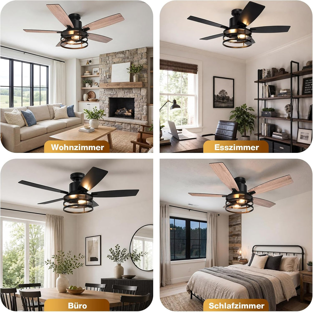 132cm Deckenventilator mit Beleuchtung Doppelseitige Flügeln, Leise Deckenlampe mit Ventilator, Fernbedienung Timer, 6 Geschwindigkeiten DC Motor Umkehrbar, 2700K, für Schlafzimmer Wohnzimmer