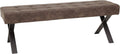 Hela Tische, Sitzbank Esszimmerbank Donna, Bezug Softex Vintageoptik Braun, X-Metallgestell Anthrazit, 140x45x48 cm