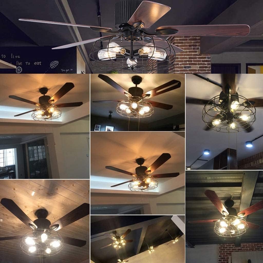 Deckenventilator Licht Mit Beleuchtung Fernbedienung Dimmbar E27 Fan Deckenleuchte LED Kronleuchter Loft Lüfter Deckenlampe Retro Industrie Stumm Leise Wohnzimmer Schlafzimmer Esszimmer Timing