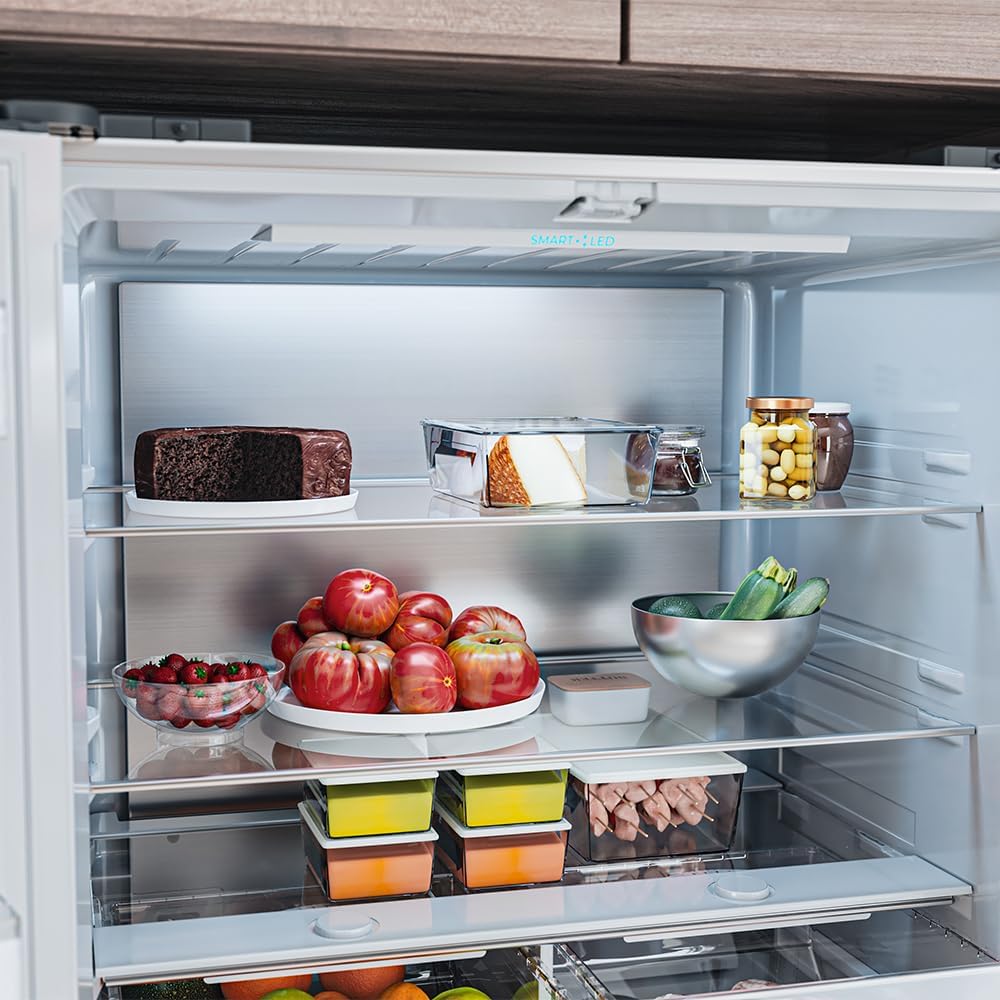 Cecotec Side-by-Side Kühl-Gefrierkombination 4 Türen Bolero CoolMarket 4D 601 Black Glass E. 601L, Inverter-Motor, 90cm, No Frost, ECO, Schnellkühlung, Display, Temperaturalarm, Elegantes Design, Glas