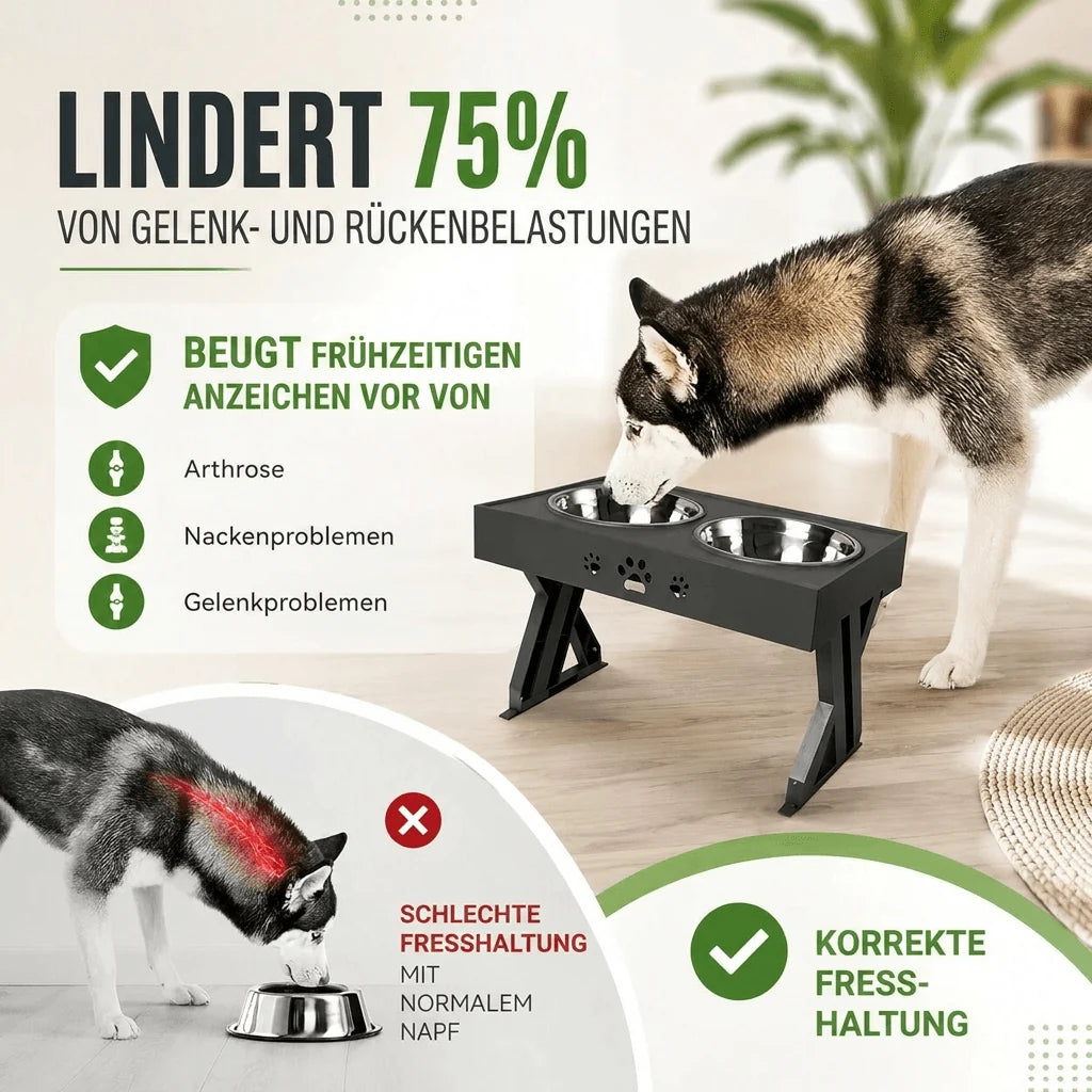 Höhenverstellbarer Hundenapf mit Ständer | Napfthron