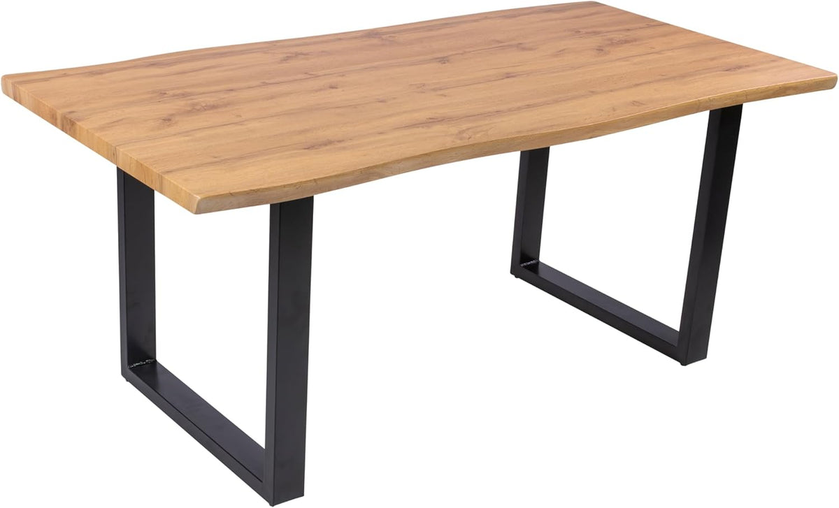 SAM 7 TLG. Essgruppe Josy | 180 x 90 cm | Holz Wildeiche-Optik | Stuhl Set Susi Anthrazit | U-Gestell Schwarz | Esstisch mit 6 Stühlen | Esszimmertisch/Küchentisch/Holztisch | Esszimmer