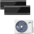A++ AUX Klimaanlage Set 27000 BTU (7,9kW) - Außengerät + 2× 12000 BTU Wandgerät mit WLAN - R32 Kältemittel - Hochglanz Schwarz - leise Multi Split für 2 Räume - smart & anschlussfertig