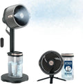Shark FlexBreeze Pro Mist Akku-Ventilator für innen und außen mit Sprühsystem, tragbarer Sprühtank, 20 m, Stand- & Tischventilator, 5 Geschwindigkeitsstufen, leise, Fernbedienung, Anthrazit FA300EU