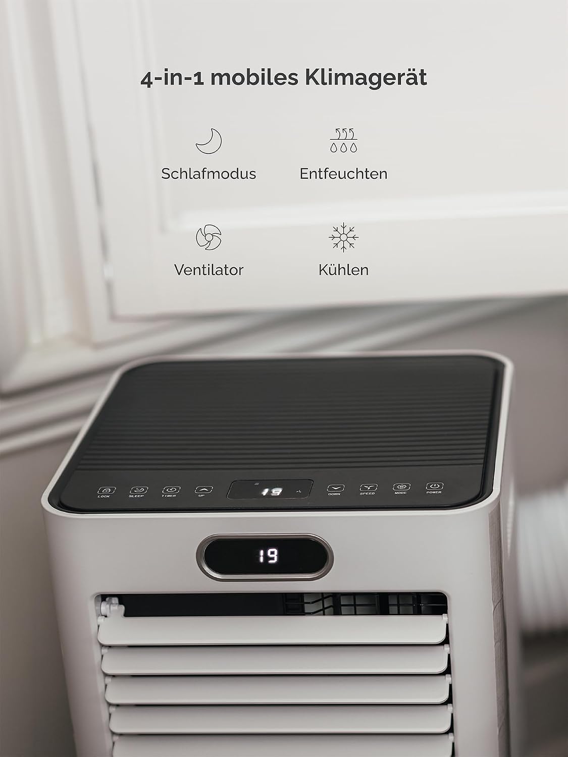 MeacoCool MC Series Pro 10000 BTU Mobile Klimaanlage mit App-Steuerung, Fernbedienung, Energieklasse A, leise (53 dB), 4-in-1 Kühlung, 18–28 m², Schlafmodus, 2 Fenster-Kits