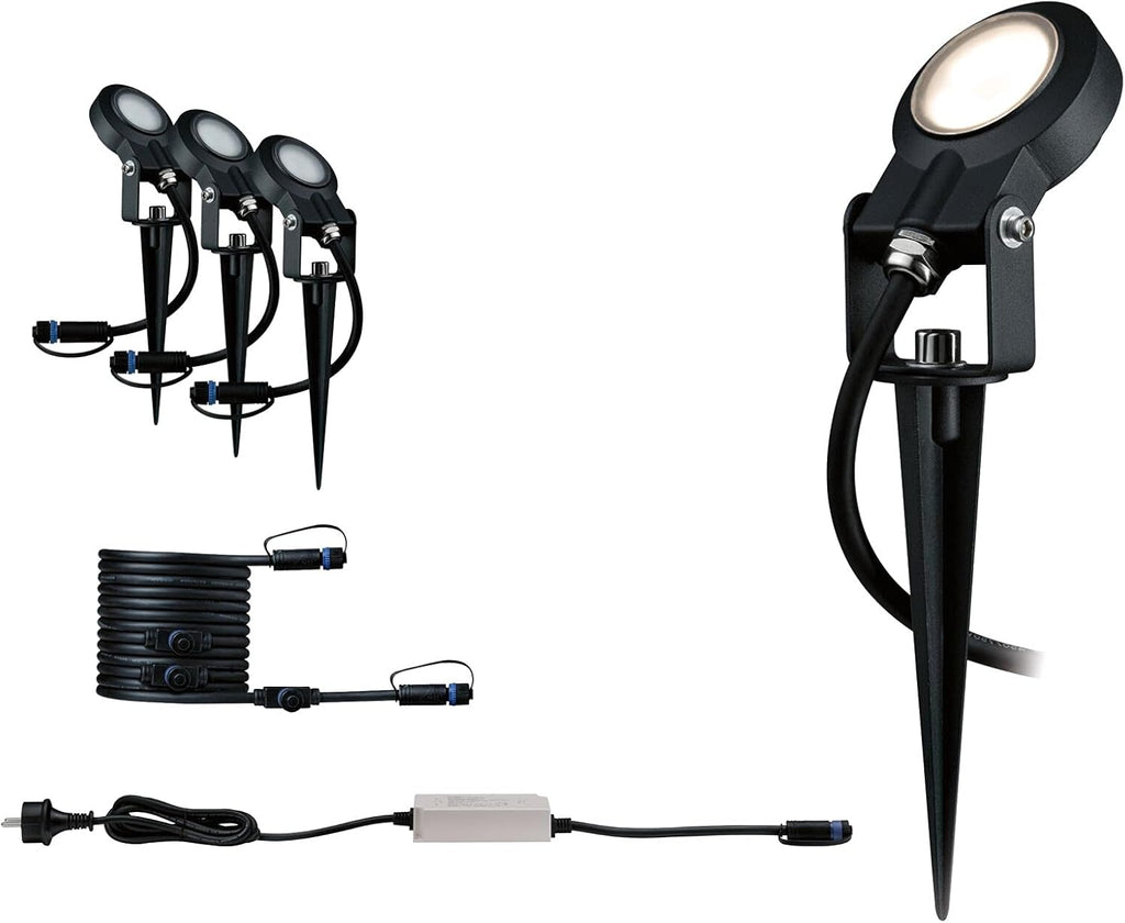 Paulmann Leuchten Paulmann 93696 Outdoor Plug & Shine 3er-Set Spot Sting Basisset IP67 3000K 3 x 6W