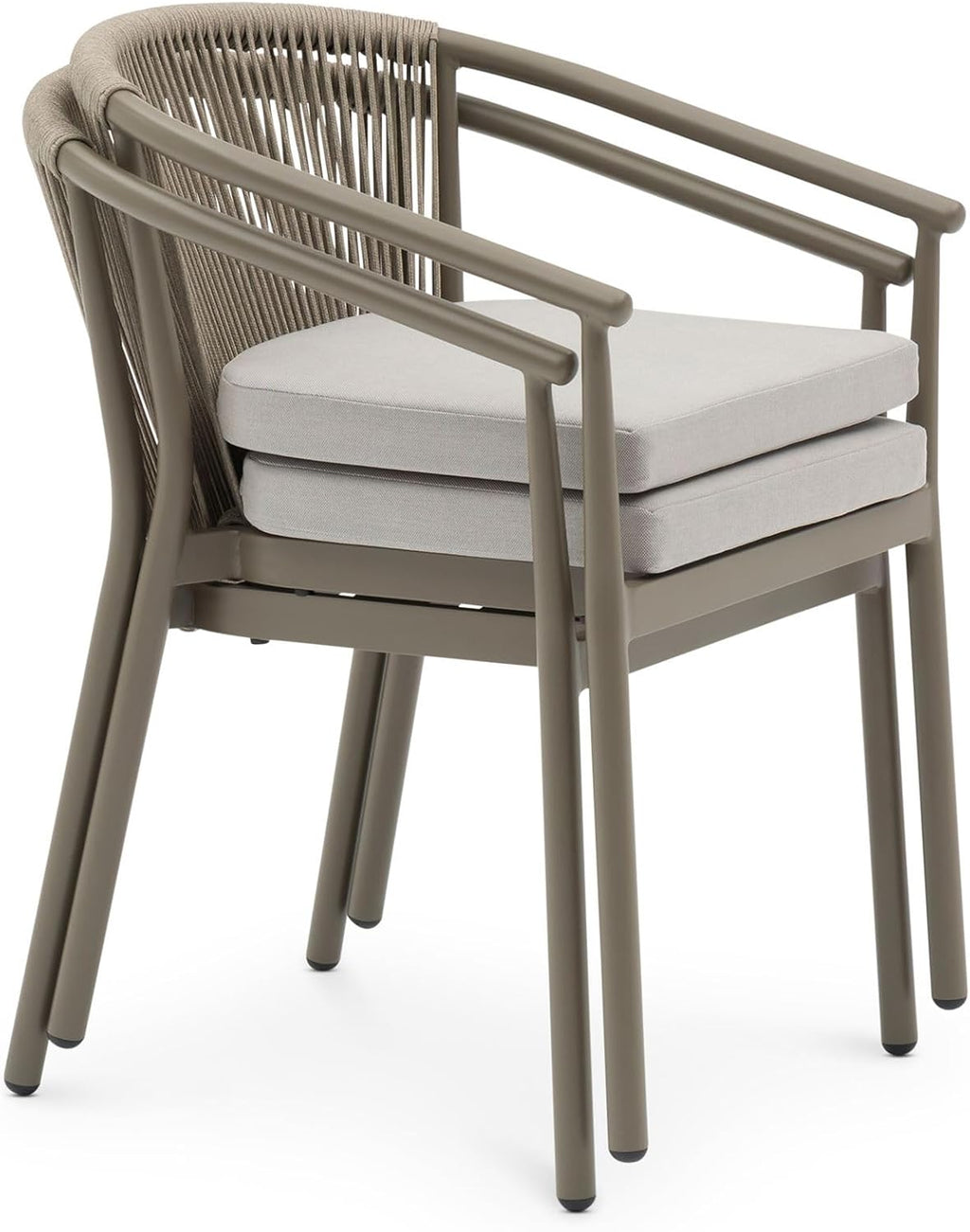 IDIMEX Gartenmöbel Set TAVOLO mit 6 Stühlen und Tisch, Champagner - 180x90 cm Gartentisch mit Keramik- Platte, Outdoor Essgruppe, Stühle mit Rope Bespannung, wetterfest für Garten Terrasse & Balkon