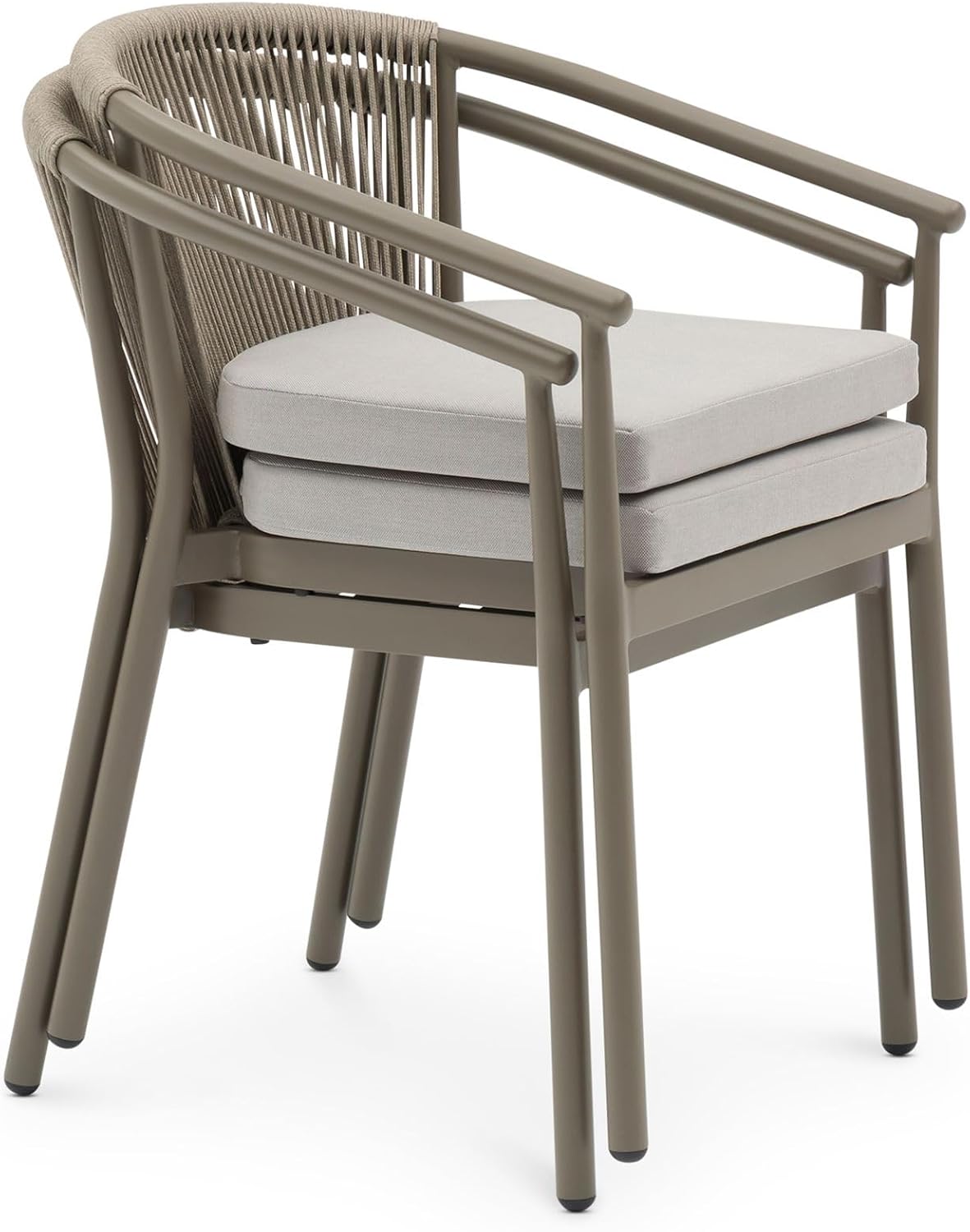 IDIMEX Gartenmöbel Set TAVOLO mit 6 Stühlen und Tisch, Champagner - 180x90 cm Gartentisch mit Keramik- Platte, Outdoor Essgruppe, Stühle mit Rope Bespannung, wetterfest für Garten Terrasse & Balkon