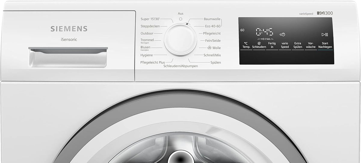 Siemens WM14N223 Waschmaschine iQ300, Frontlader mit 7kg Fassungsvermgen, 1400 UpM, speedPack L, LED-Display,Outdoor-Programm, Wei, 60cm