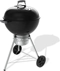 Weber Original Kettle Premium Holzkohlegrill/Porzellanemaillierter Deckel und Kessel, 57 cm Grillfläche, One-Touch-Reinigungssystem, Deckelthermometer, Dreibein-Ständer und Räder, Schwarz
