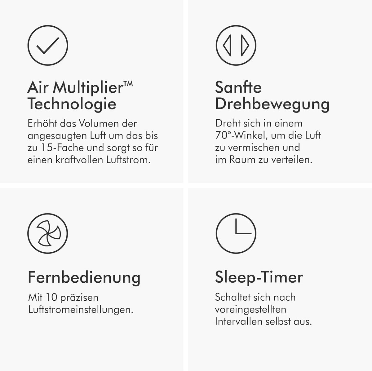 Coolᵀᴹ Turmventilator AM07 Air Multiplier™ Turmventilator, Leistungsstarker, bladeless Ventilator mit Air Multiplier™ Technologie (Weiß/Silber)