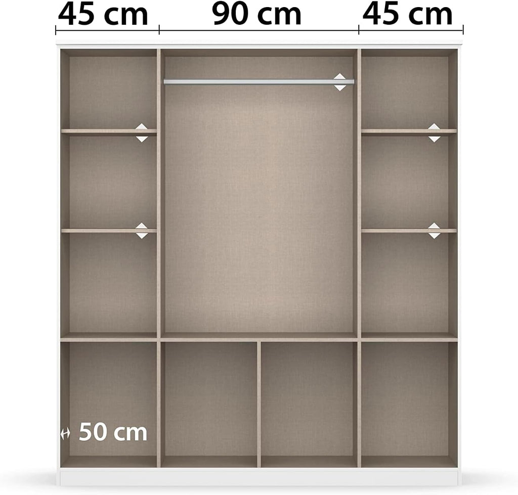 Rauch Möbel Bremen Schrank Drehtürenschrank Kleiderschrank in Weiß mit 2 Spiegeln und 8 Schubladen 4-türig, inklusive Zubehörpaket Basic 1 Kleiderstange, 4 Einlegeböden BxHxT 181x199x58 cm
