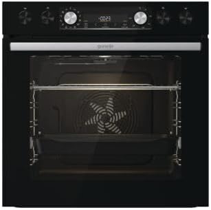 Gorenje Einbau-Herd-Set Black Set 4 mit Glaskeramik-Kochfeld, Heißluft, 77 Liter, ExtraSteam, GentleClose & Open, EcoClean, AirFry, PizzaMode, PerfectGrill, Teleskopauszüge, Schwarz