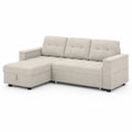 Ecksofa mit Bettfunktion Stoff L-Form 235x144x85 cm Polyester Beige