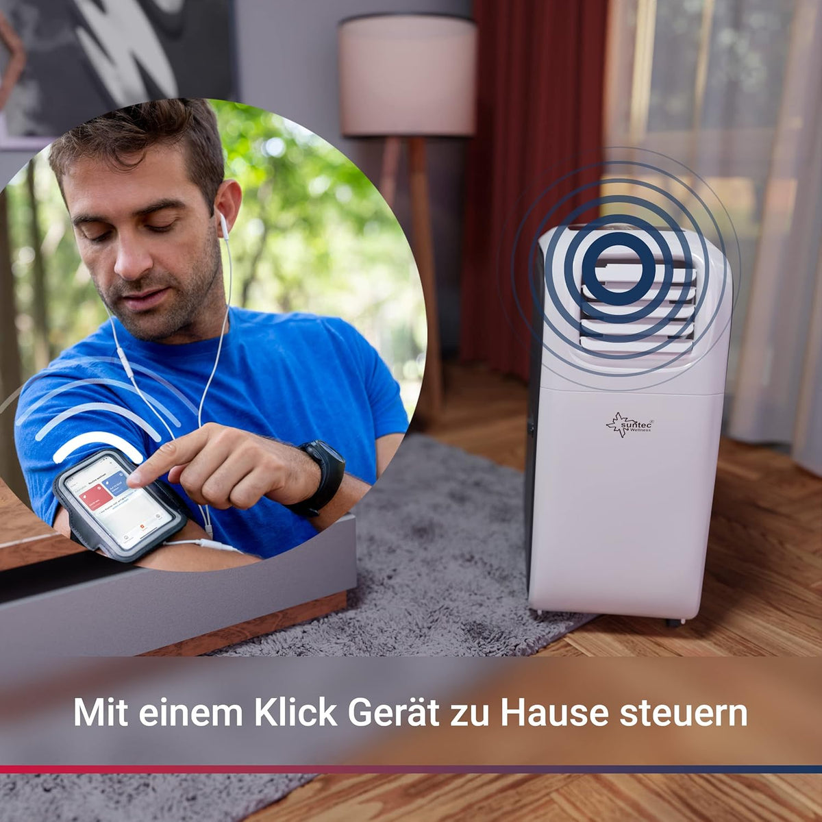 SUNTEC Mobiles Klimagerät Transform 14.000 Eco R290 APP – Klimaanlage mobil und leise mit Smart App Steuerung – Entfeuchter für Räume bis 70 qm – Mobile Kühlung & Heizung für zuhause – 14.000 BTU