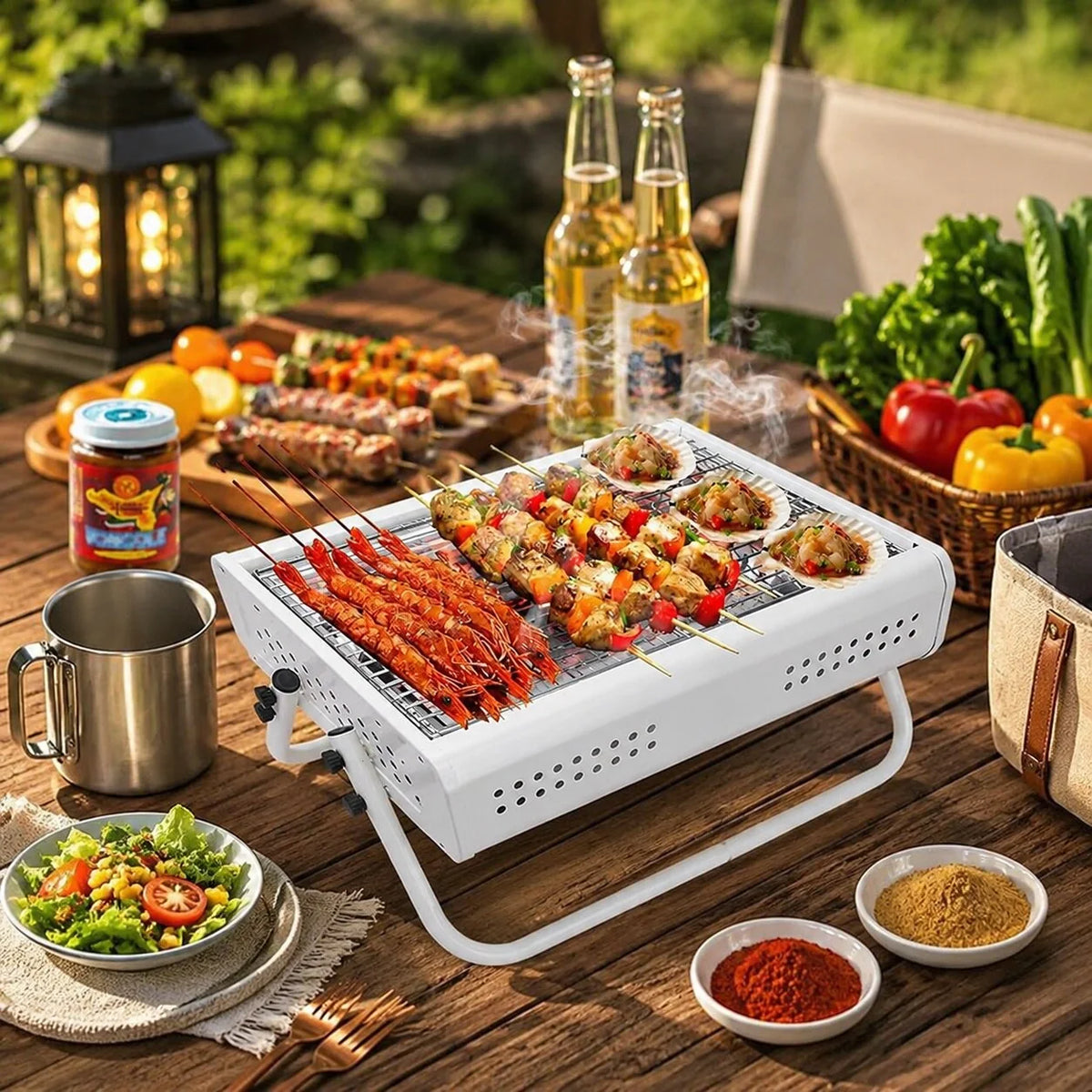 Tragbarer Camping Holzkohlegrill | Glutkron
