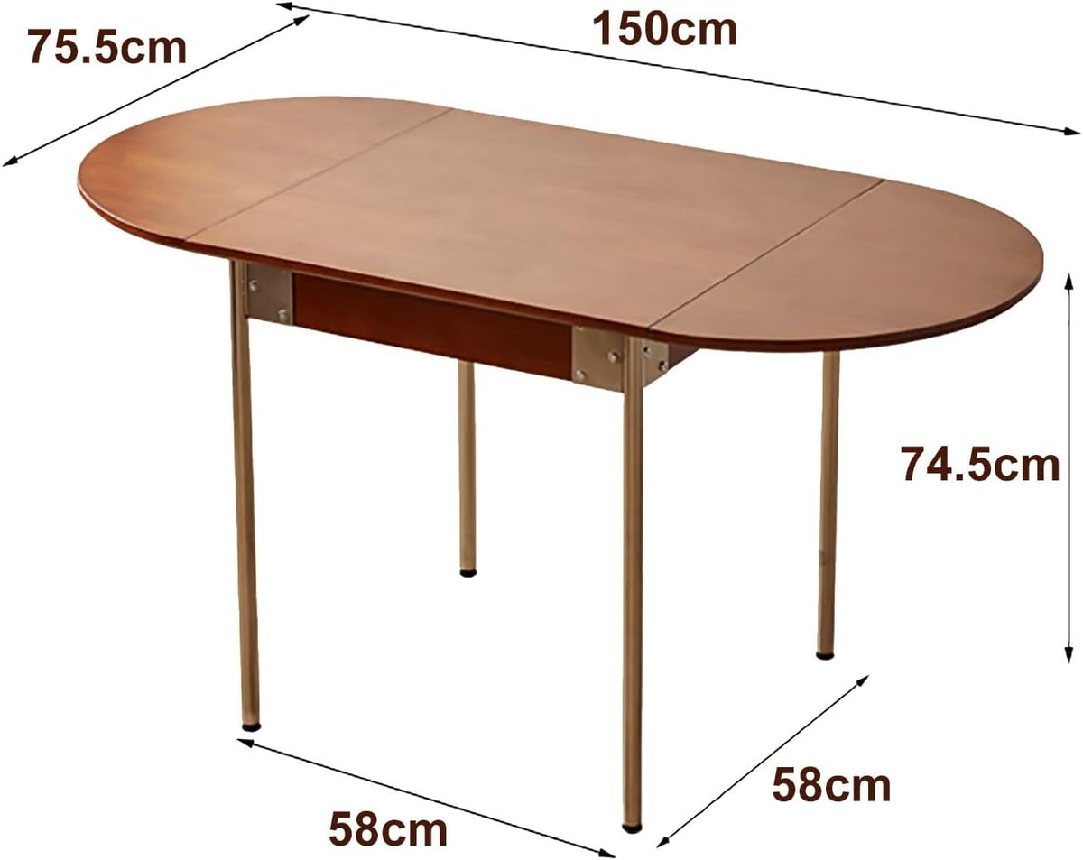 150cm Klappbarer Küchen-Esstisch Massivholz Küchentisch Ausziehbar Drop-Leaf Klappbarer Esszimmertisch Beine Aus Rostfreiem Stahl Für Gute Stabilität Und Tragfähigkeit Für Kompakte Wohnungen