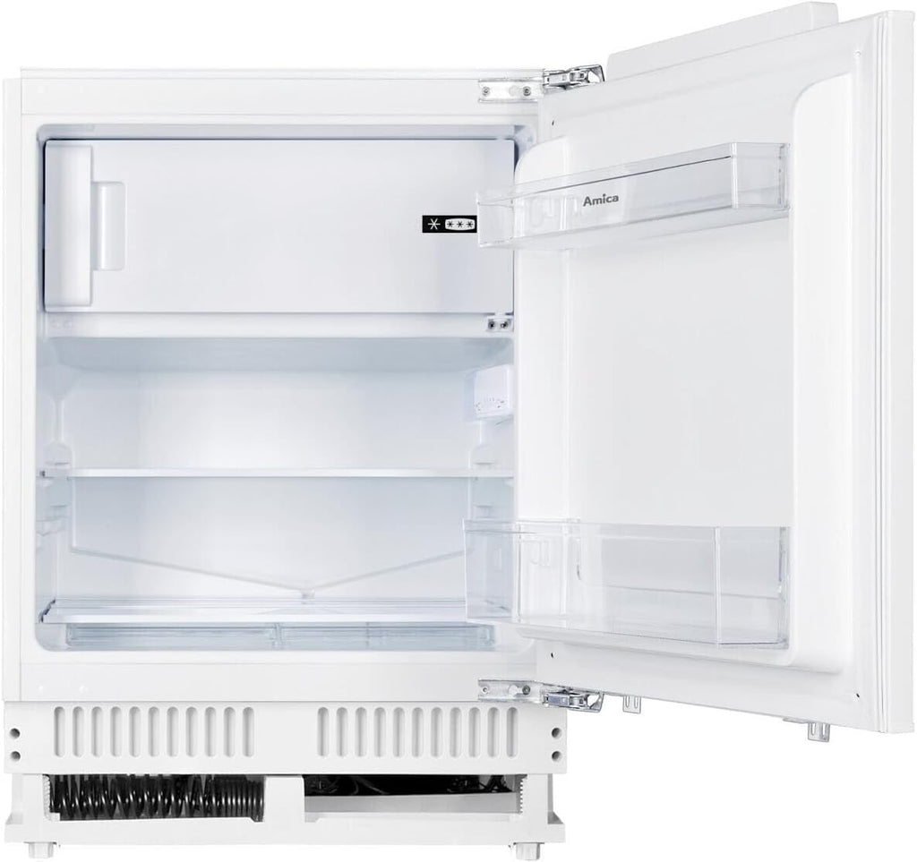 Amica Unterbau‑Kühlschrank mit Gefrierfach Festtür‑Technik 820 mm Nische elektronische Steuerung Inverter‑Motor Supergefrierfunktion 82,5 x 59,6 x 55,5 cm – Einbaukuehlschrank