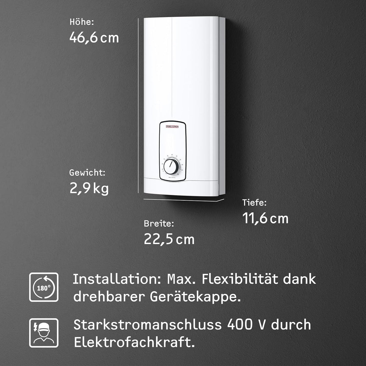 STIEBEL ELTRON Neueste Generation Elektronischer Durchlauferhitzer DHB 27 ST Trend, besonders energiesparend dank 3i-Technologie, gradgenaue Temperaturwahl, 204203
